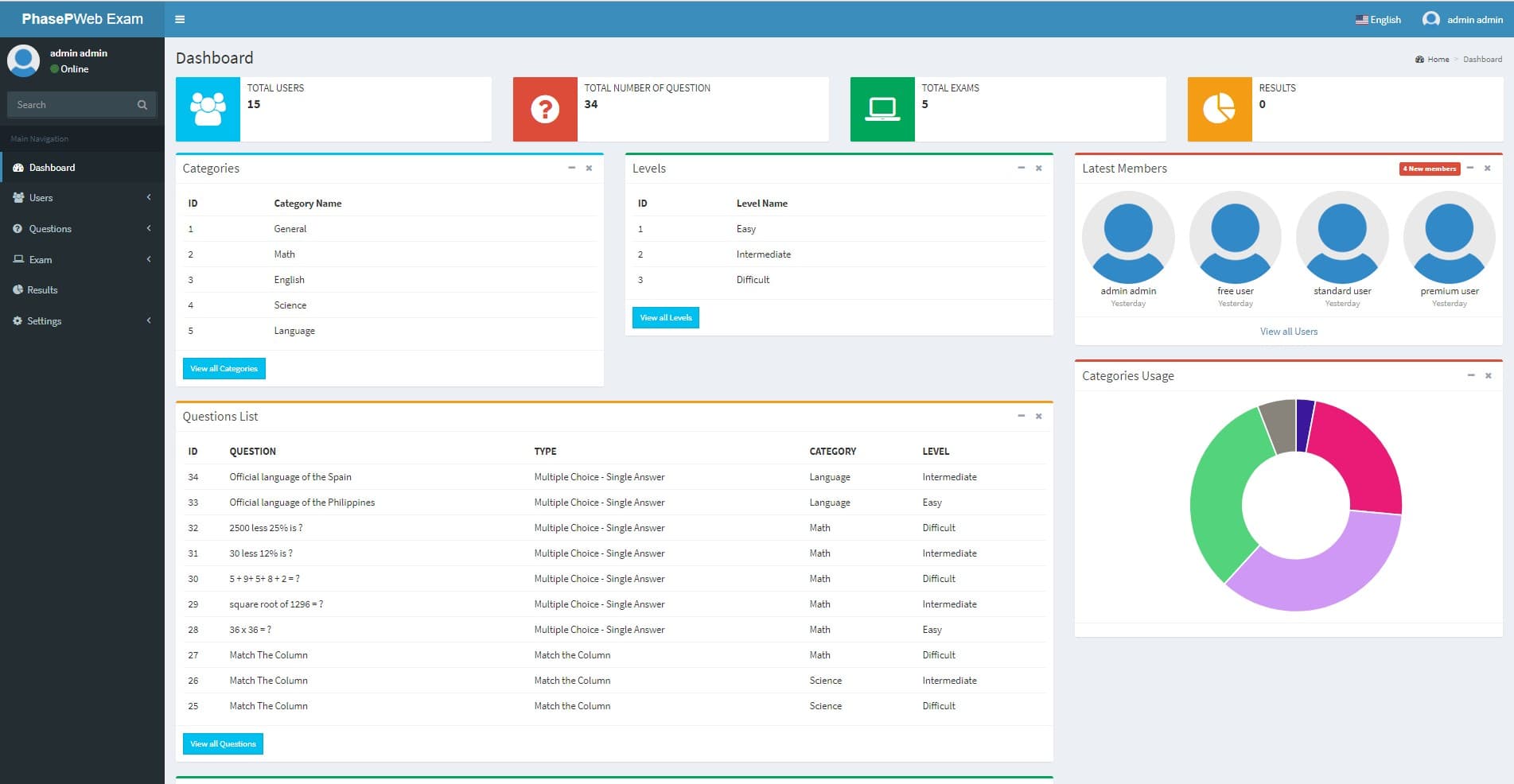 Web Examination project preview